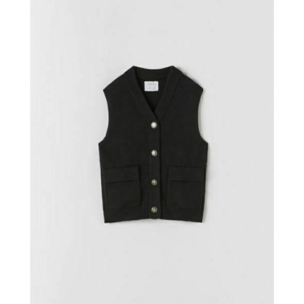 Zara Girls Buttoned Knit Waistcoat Sweater Vest Size 13-14 yr Black 8082/702 NWT